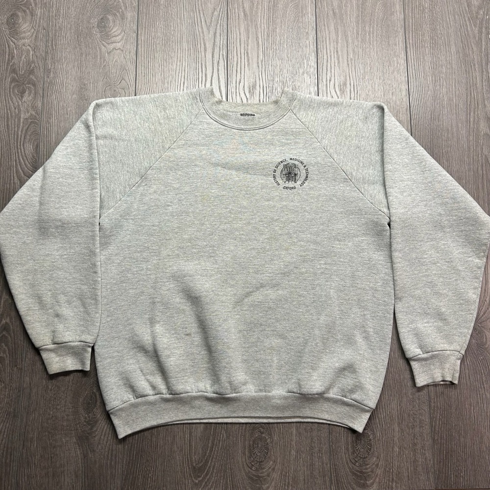 Vintage 80s Oxford University History Science Medium Sweatshirt Gray Screen Star